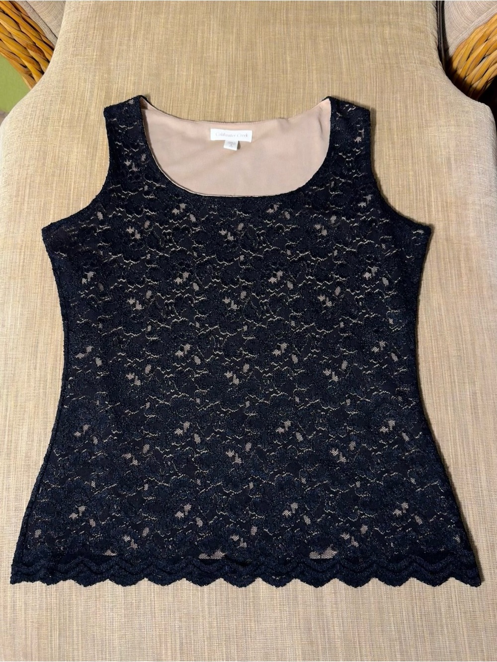 Vintage Coldwater Creek Black Floral Lace Top